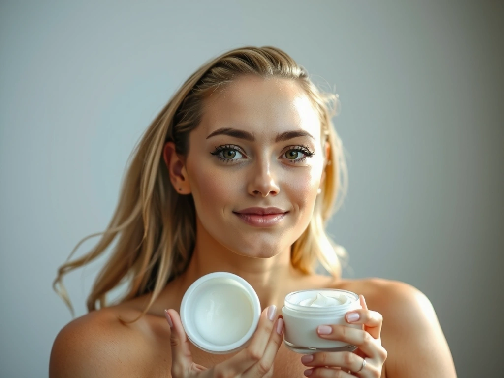 A woman with radiant skin, symbolizing women's skincare and creams.