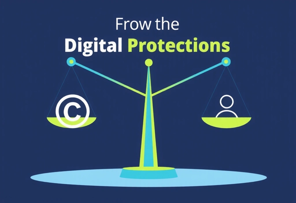 Abstract illustration of legal scales and intellectual property symbols